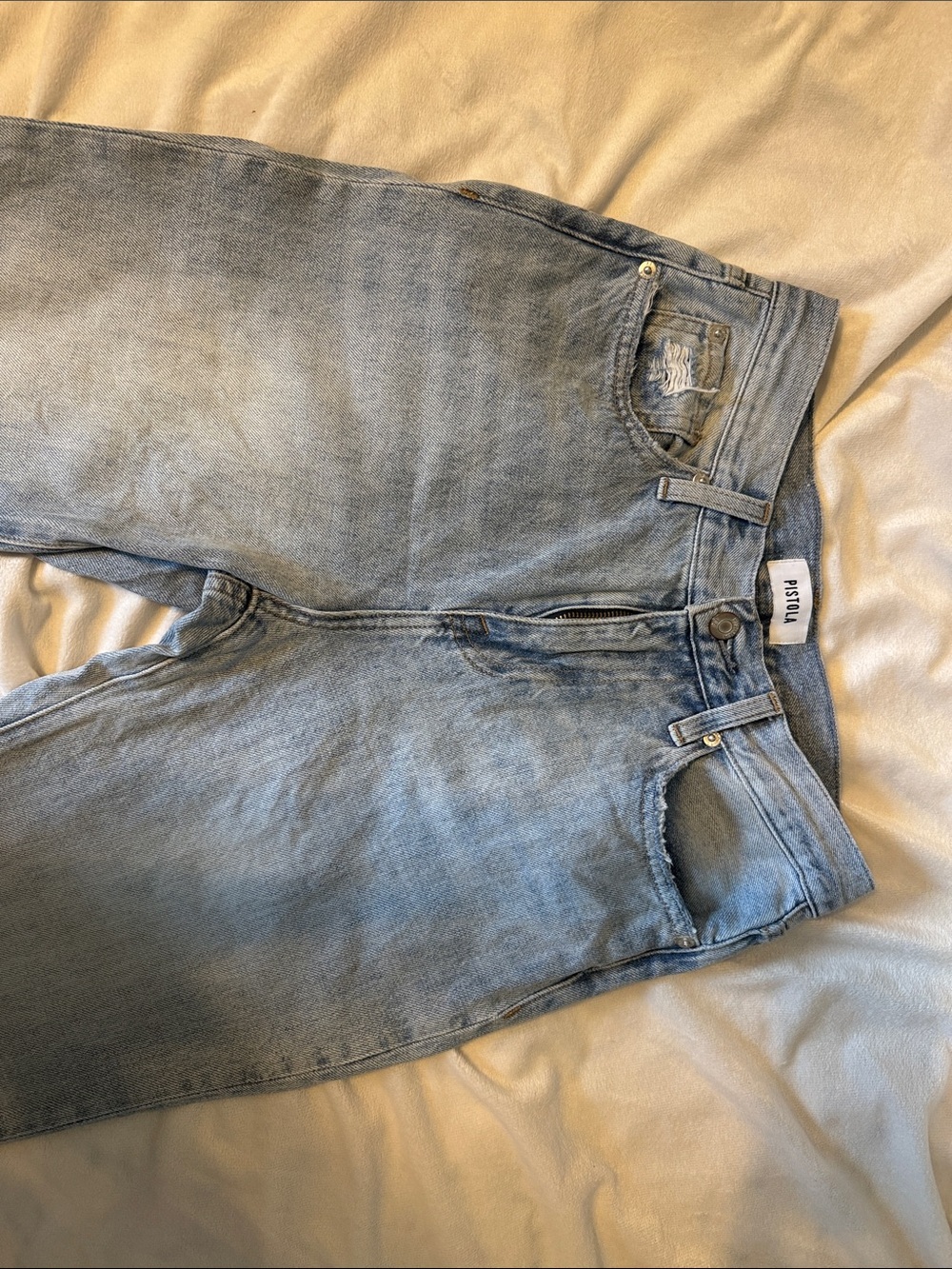 Pistola Presley High Rise Relaxed Roller Jeans Size 25 Light Wash Distressed - Picture 7 of 16